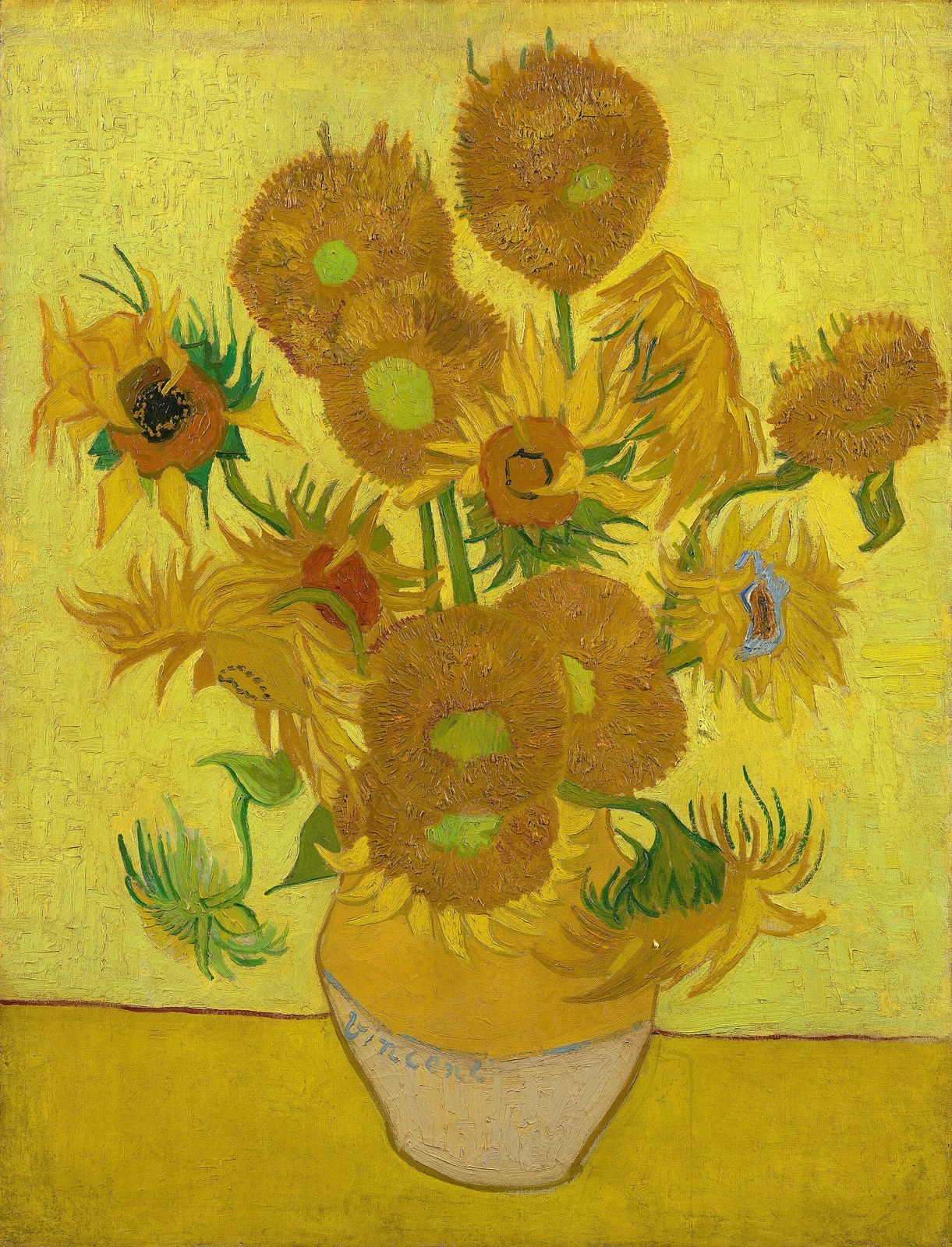 Van Gogh’s Sunflowers, a bouquet painted in rich shades of yellow